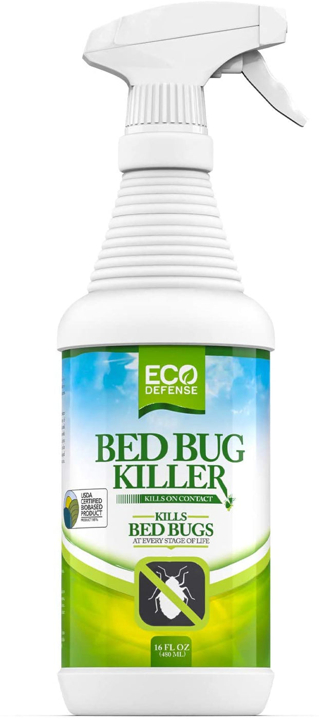 Eco Defense Bed Bug Spray - USDA Biobased - Bed Bug Killer & Dust Mite Spray - Child & Pet Friendly* - Natural Repellent Treatment - 16 oz